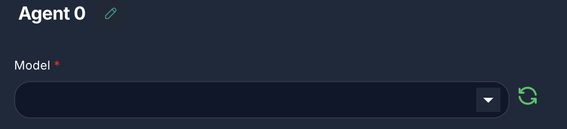 Forjinn agent model selection interface with LLM provider options