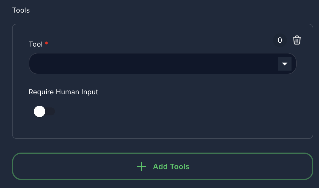 Forjinn agent tools integration panel showing available functions and APIs