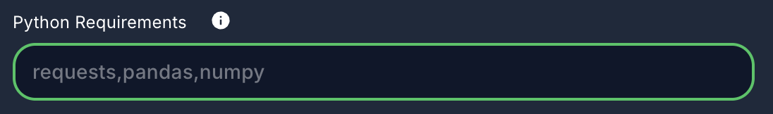 Forjinn Python requirements configuration for custom function dependencies