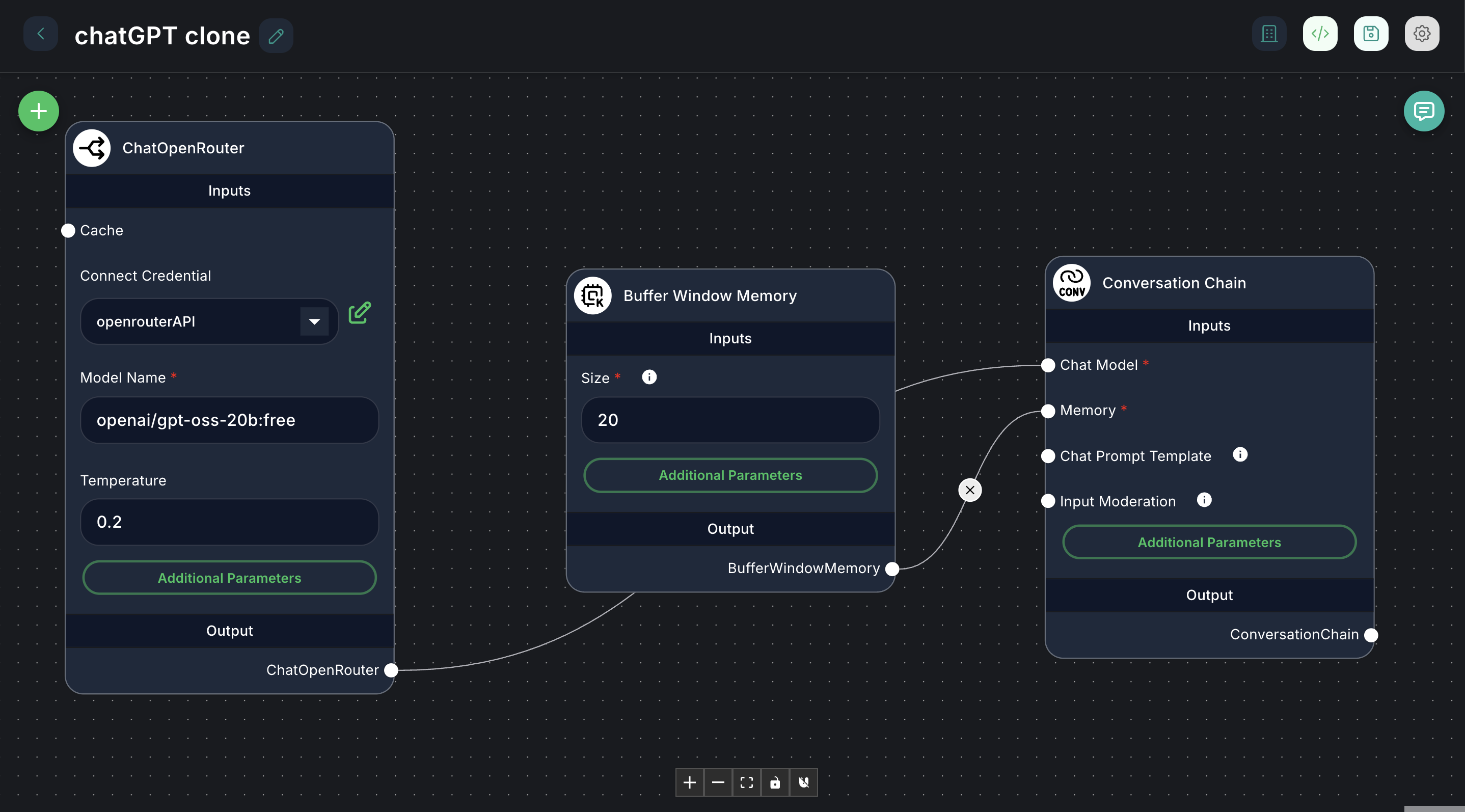 Forjinn ChatGPT clone template showing conversational AI interface setup