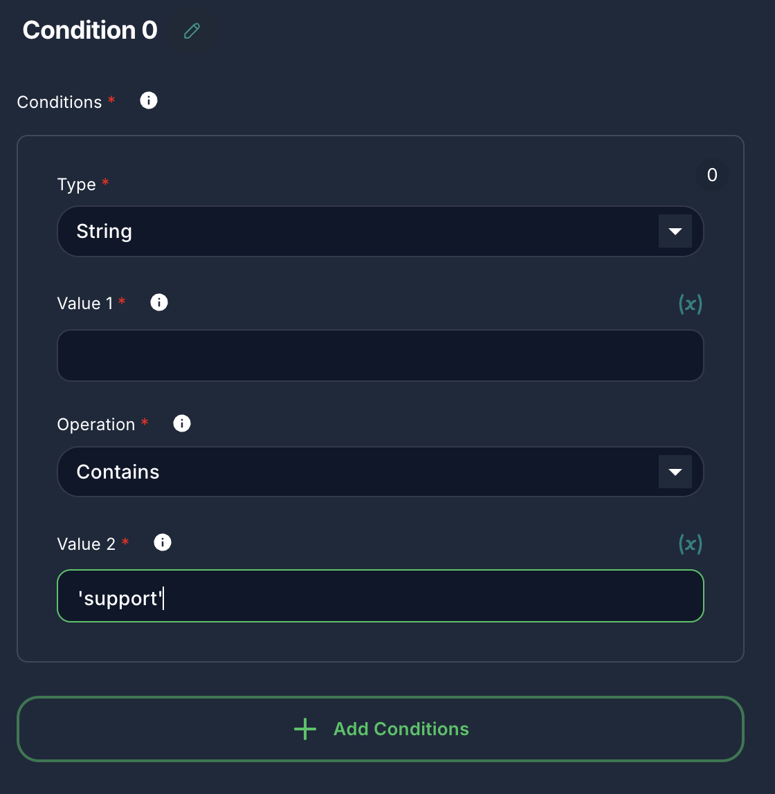 Forjinn nested condition configuration for complex workflow logic