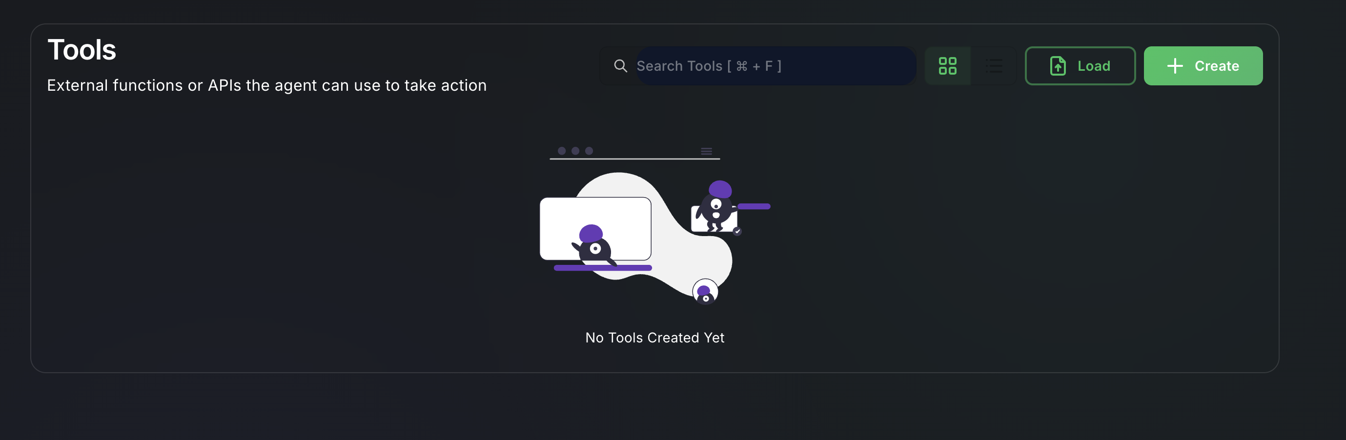 Forjinn tools integration panel showing available third-party services and APIs